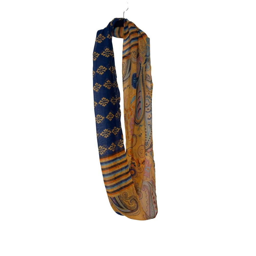 Lavello Womens Infinity Scarf OS Blue Orange Paisley Floral‎ Mixed Print Boho